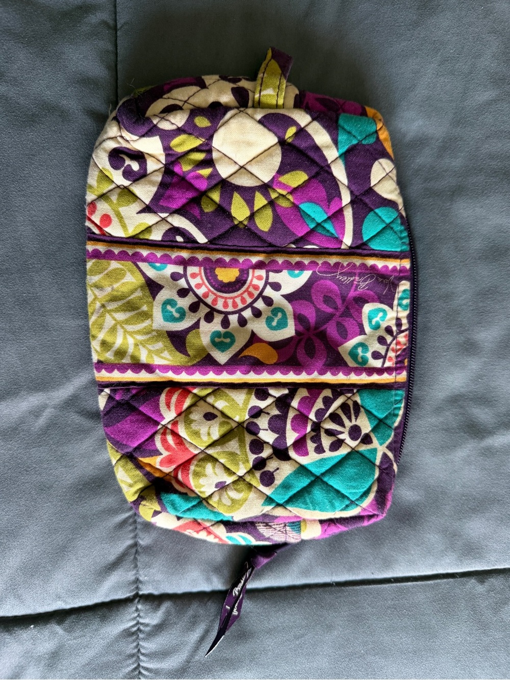 Vera Bradley Quilted Wristlet in Purple, Teal, Lime and Cream Floral